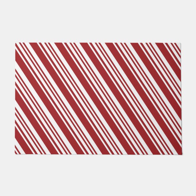 Red Peppermint Stripe Doormat (Front)