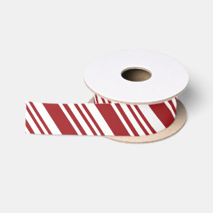Red Peppermint Stripe Satin Ribbon