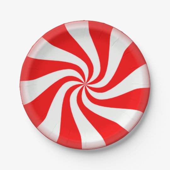 Red Peppermint Swirls Paper Plates | Zazzle.com