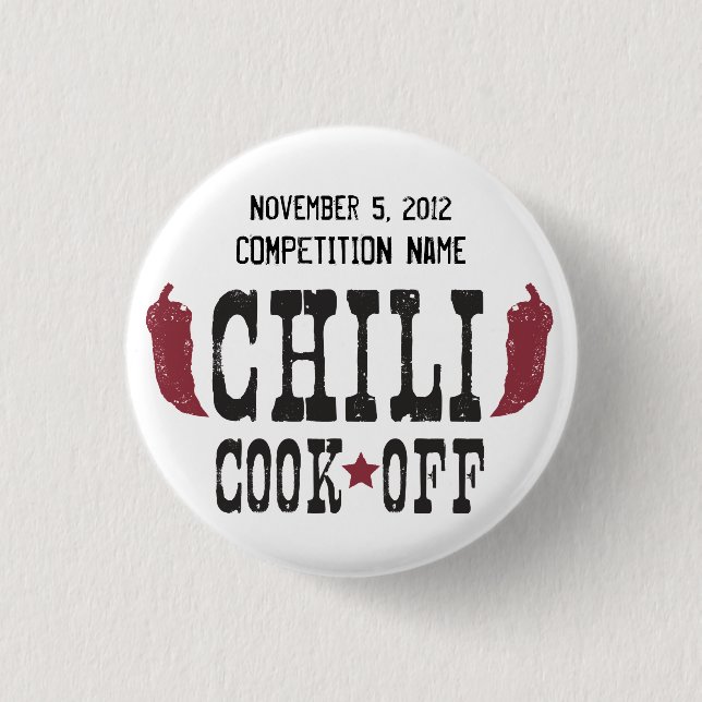 Red Peppers Chili Cook Off Contest Pinback Button (Front)