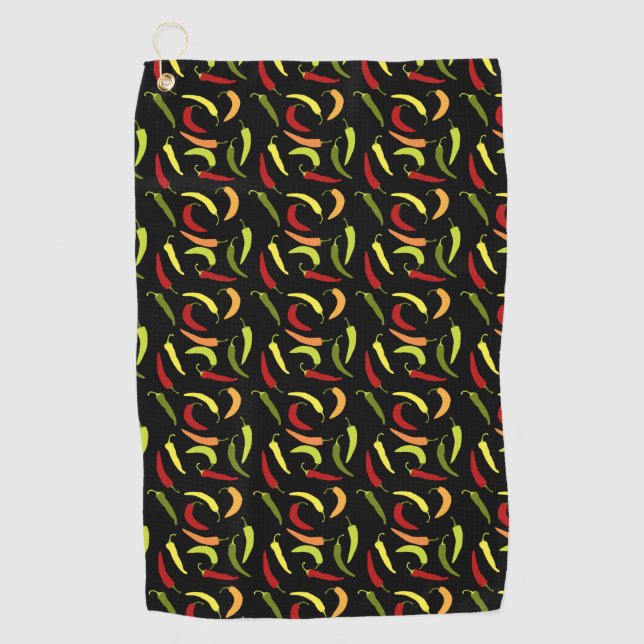 Red Peppers Cinco de Mayo Mexican Hot Spicy Food Golf Towel (Front)