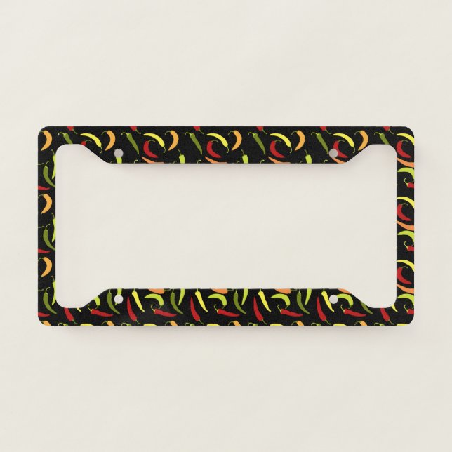 Red Peppers Cinco de Mayo Mexican Hot Spicy Food License Plate Frame (Front)