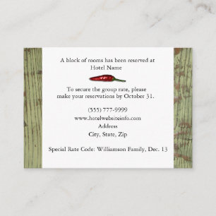 Red Peppers Hotel Accommodation Enclosure Cards