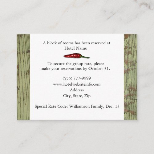 Red Peppers Hotel Accommodation Enclosure Cards Business Card Template