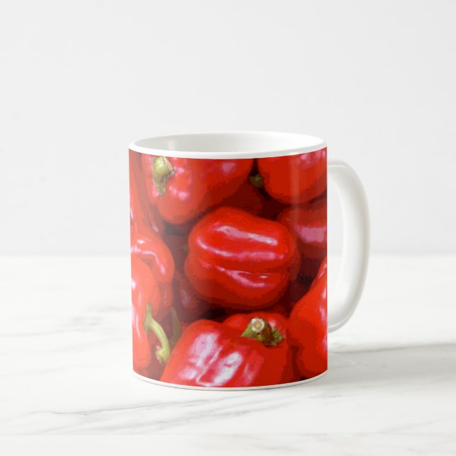 Red Peppers Pattern in a Posterised Design Coffee Mug (Front Right)