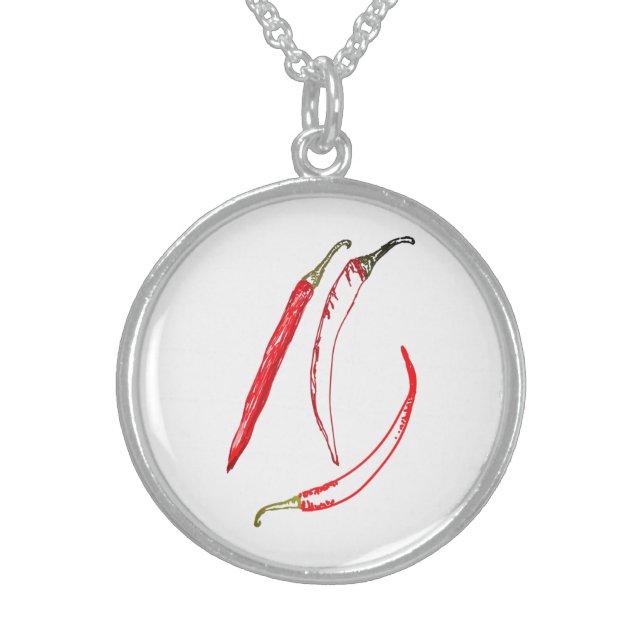 Red peppers  sterling silver necklace (Front)