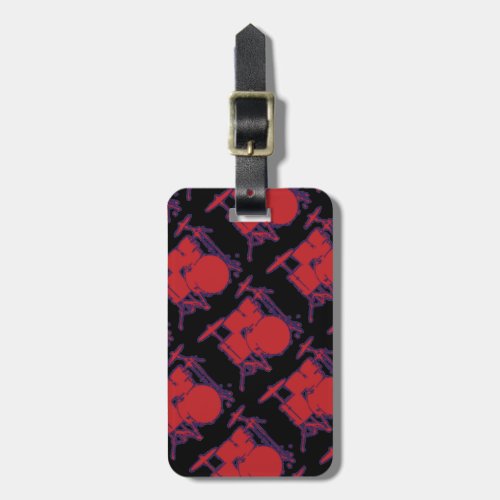 red percussion drums luggage tag