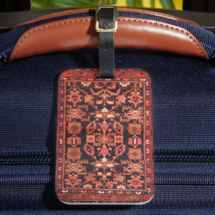 Red Persian Antique Asian Oriental Vintage Turkish Luggage Tag