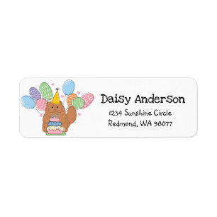 Red Persian Cat Birthday Return Address Label