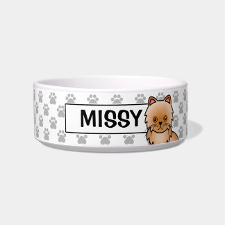 Red Persian Cat Cartoon Drawing &amp; Cat's Own Name Bowl
