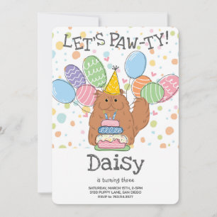 Red Persian Cat Longhair Birthday Party Invitation