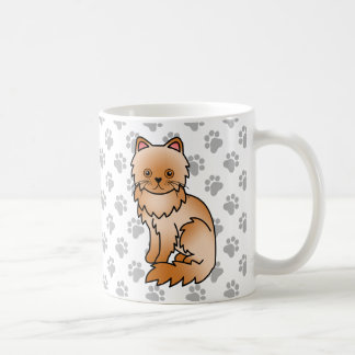 Red Persian Cute Cartoon Cat Illustration Coffee Mug