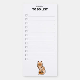 Red Persian Cute Cartoon Cat To Do List & Name Magnetic Notepad