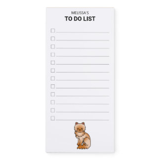 Red Persian Cute Cartoon Cat To Do List &amp; Name Magnetic Notepad
