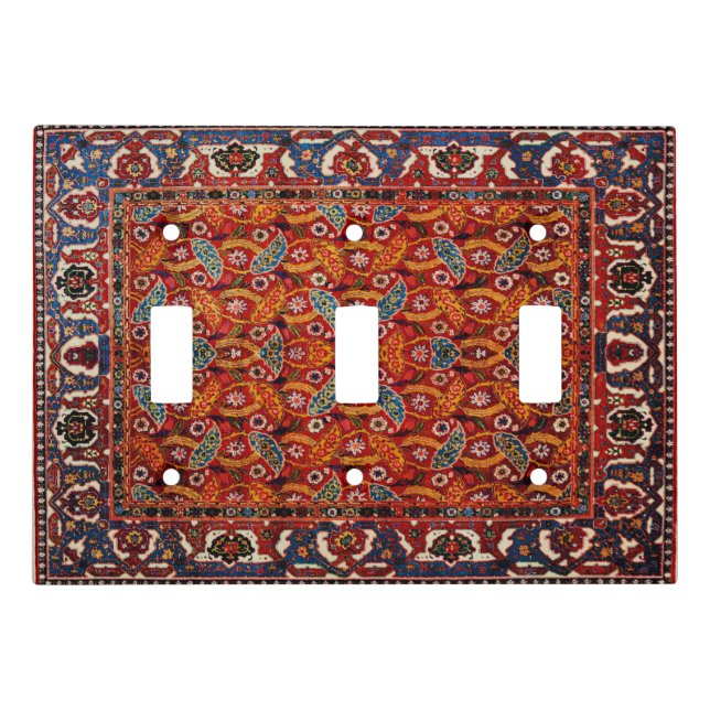 Red Persian Rug Design Light Switch Cover (Front)
