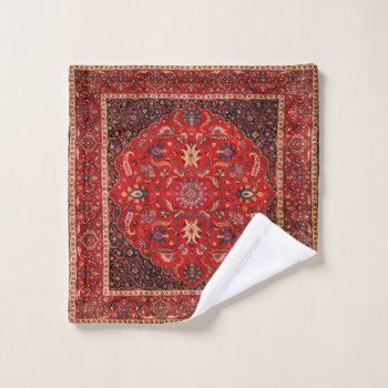 Red Persian Rug From Mashhad Bath Towel Set by Remembrances at Zazzle