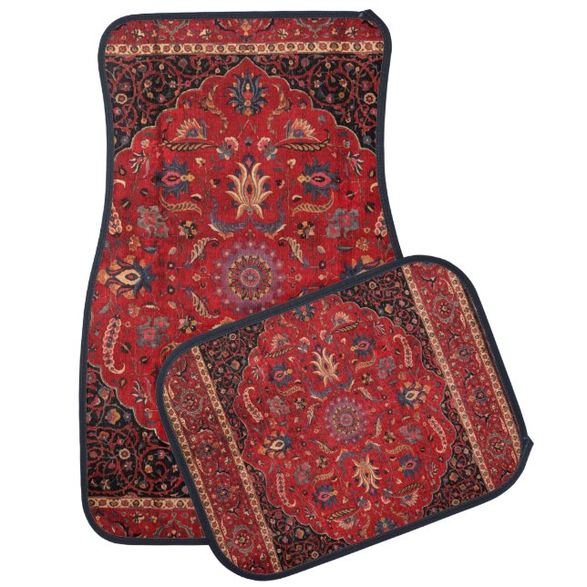 Red Persian Rug from Mashhad Car Floor Mats (Set)