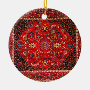Red Persian Rug from Mashhad Ceramic Ornament
