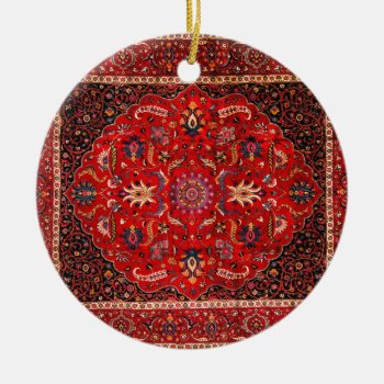 Red Persian Rug From Mashhad Ceramic Ornament by Remembrances at Zazzle