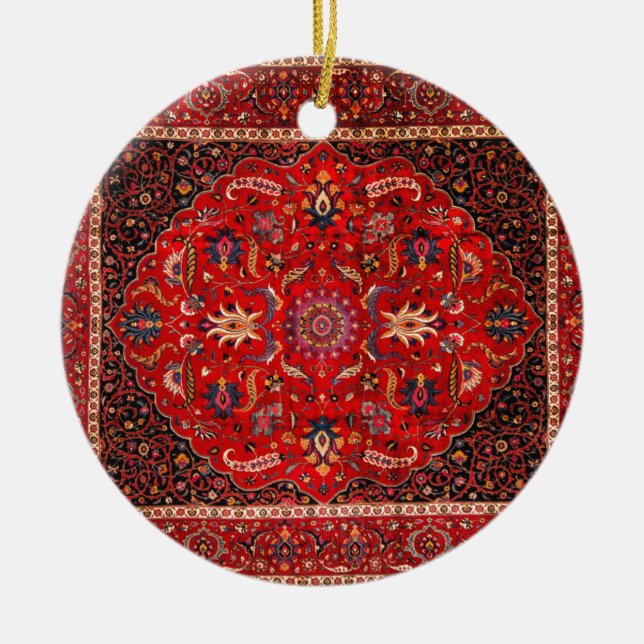 Red Persian Rug from Mashhad Ceramic Ornament (Front)