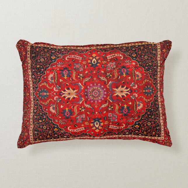 Red Persian Rug from Mashhad Decorative Pillow (Front)