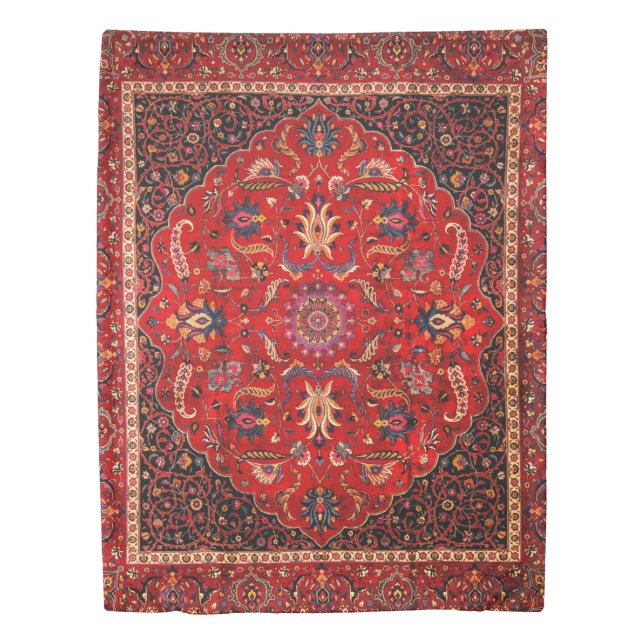 Red Persian Rug from Mashhad Duvet Cover (Front)