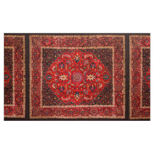 Red Persian Rug from Mashhad Fabric