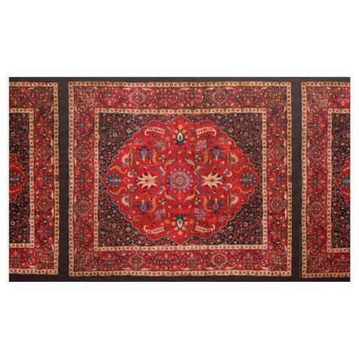 Red Persian Rug from Mashhad Fabric