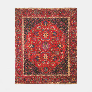 Red Persian Rug from Mashhad Fleece Blanket