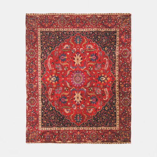 Red Persian Rug from Mashhad Fleece Blanket