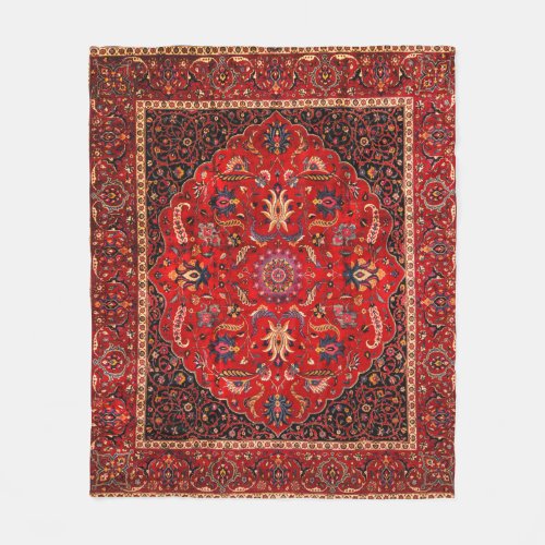 Red Persian Rug from Mashhad Fleece Blanket