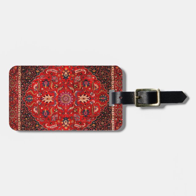 Red Persian Rug from Mashhad Luggage Tag (Front Horizontal)