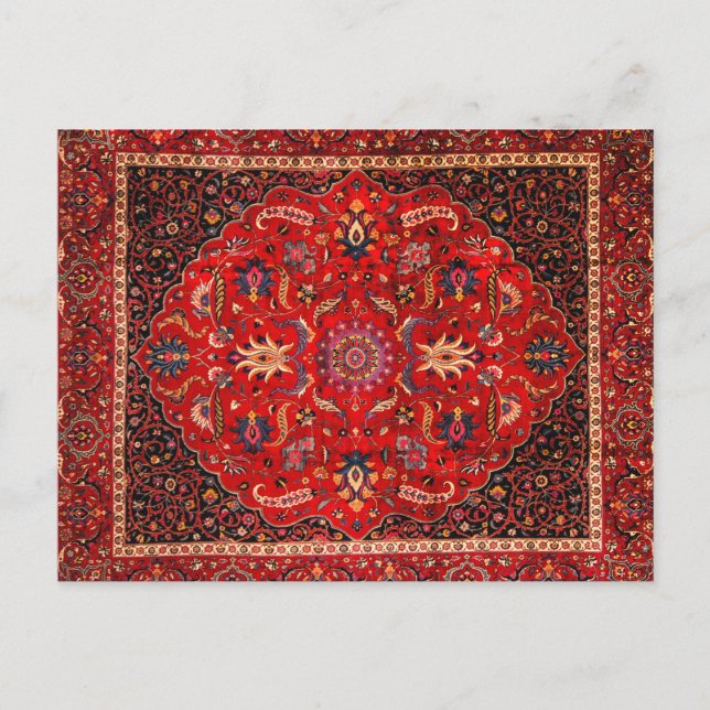 Red Persian Rug from Mashhad Postcard (Front)