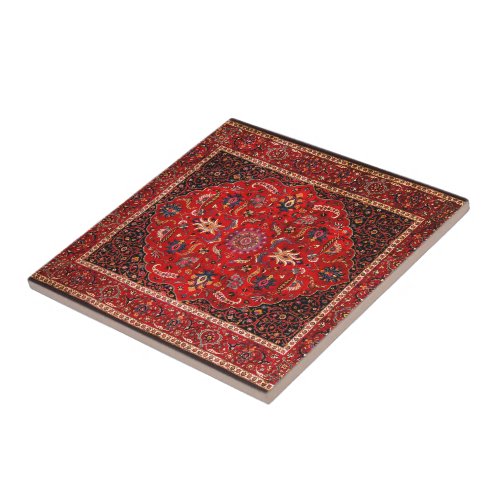 Red Persian Rug from Mashhad Tile