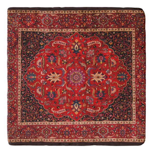 Red Persian Rug from Mashhad Trivet (Front)