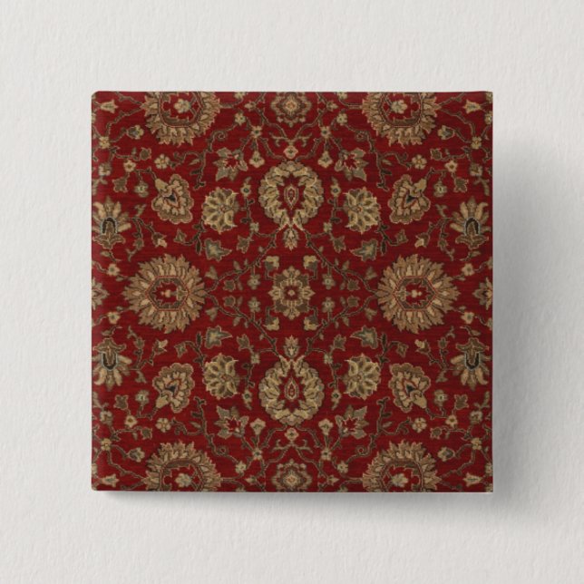 Red Persian scarlet arabesque tapestry Button (Front)