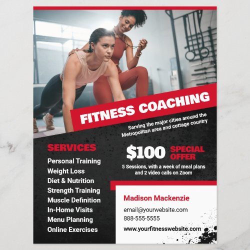 Red Personal Trainer and Fitness Coaching Flyer