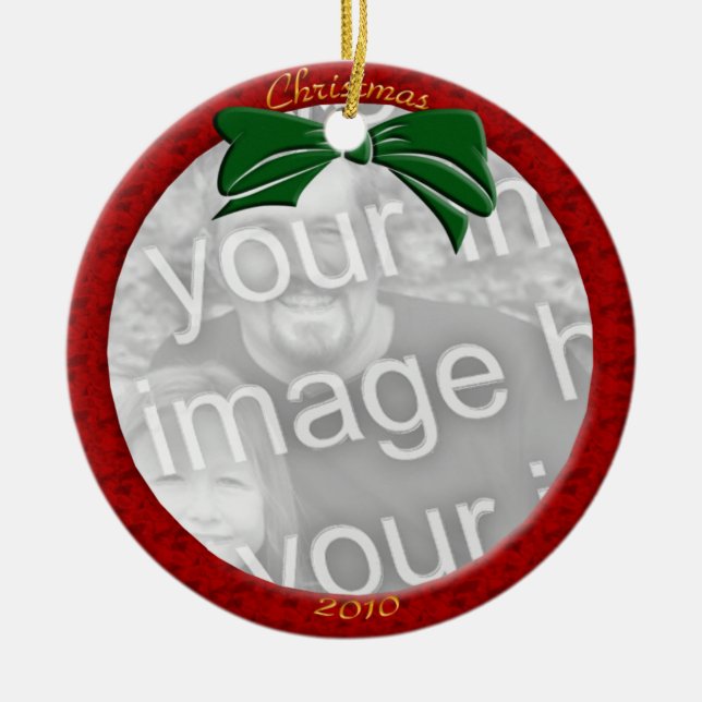 Red Personalize Photo Ornament (Front)