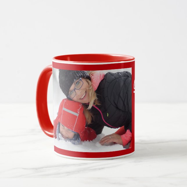 Red Personalize Photo Template Gift Coffee Mug (Front Left)