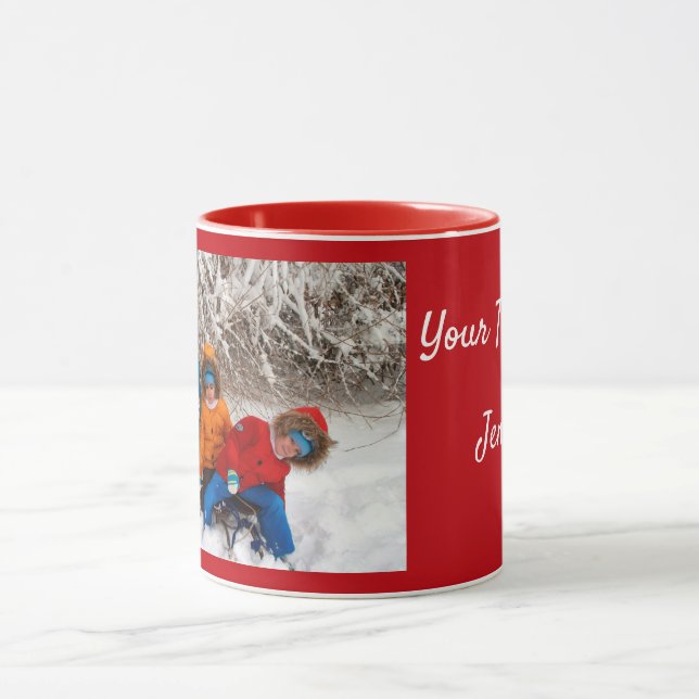 Red Personalize Photo Template Gift Coffee Mug (Center)