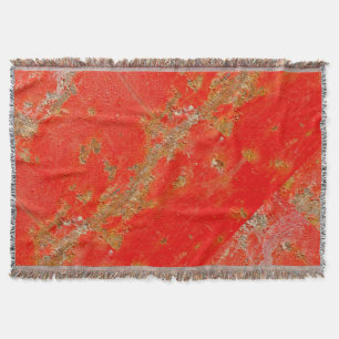 Red personalized antique car, rusted metal throw blanket