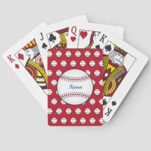Red Personalized Baseball Classic Playing Cards