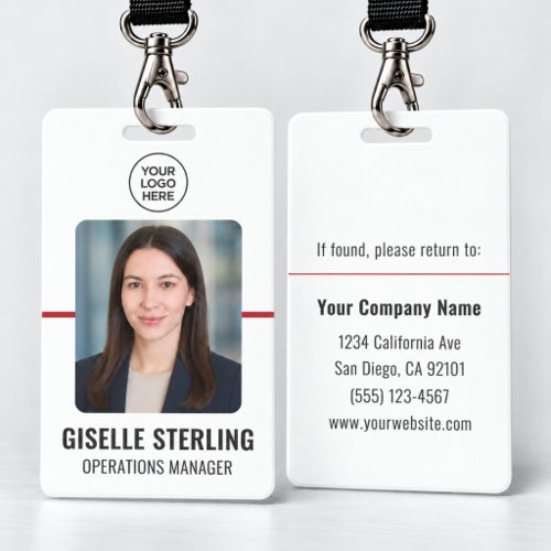 Red Personalized Business Employee Photo Badge