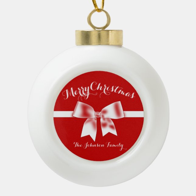 Red Personalized Christmas Ball Ornaments (Front)