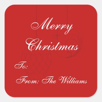 Red Personalized Christmas Gift Tag Stickers by thechristmascardshop at Zazzle