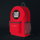 Red | Personalized Corporate Logo and Text Printed Backpack<br><div class="desc">Eyecatching Red | Personalized Corporate Logo and Text Modern Business Printed Backpack</div>