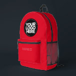 Red | Personalized Corporate Logo and Text Printed Backpack<br><div class="desc">Eyecatching Red | Personalized Corporate Logo and Text Modern Business Printed Backpack</div>