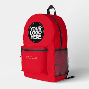 Red Personalized Corporate Logo and Text Printed Backpack