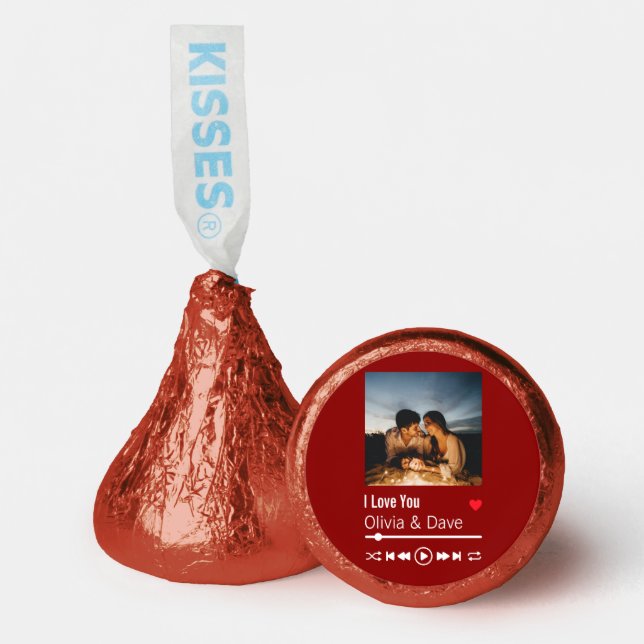  Red Personalized Couple Photo Playlist Hershey®'s Kisses® (Front)