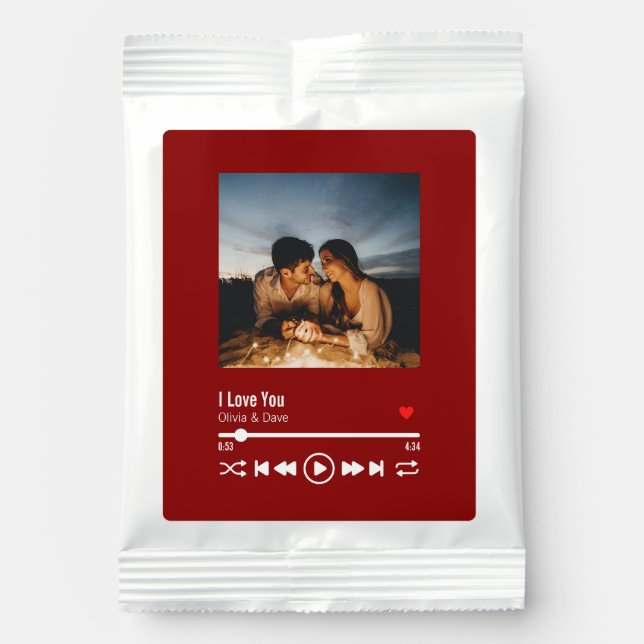  Red Personalized Couple Photo Playlist Margarita Drink Mix (Front)